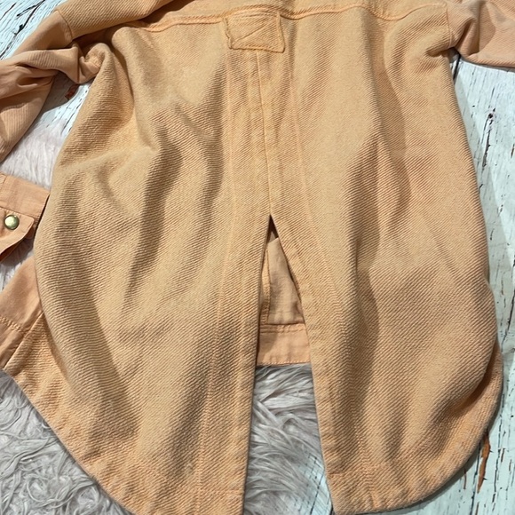 Pilcro Anthropologie Jacket Distressed Terry Shacket Utility Peach - Picture 6 of 10